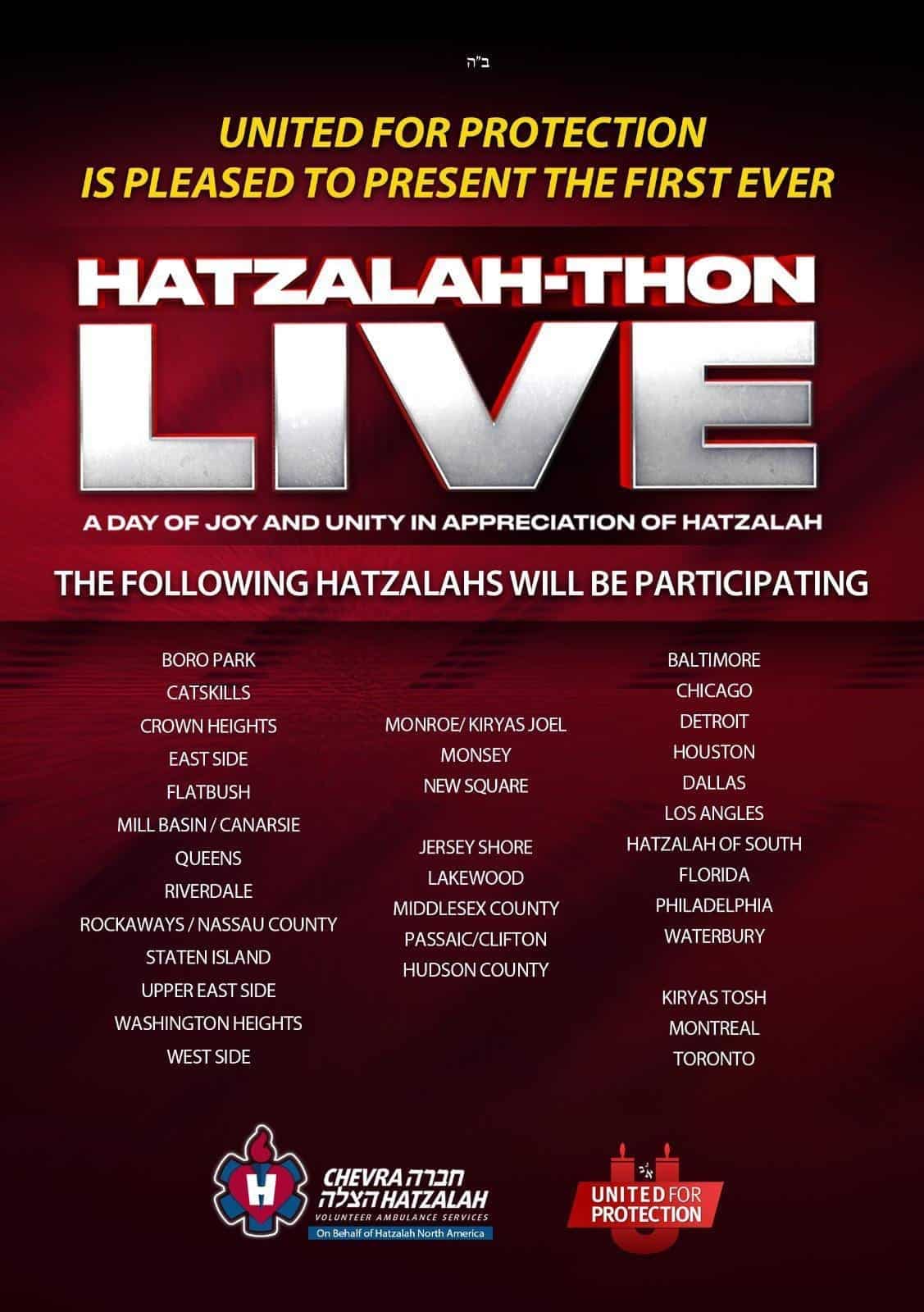 UnitedForProtection.com Presents Hatzalah-Thon Live on Lag B'Omer 3