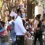 Watch: Frum Man In Williamsburg Giving Out Water Bottles To Both NYPD Officers And Protesters Today
