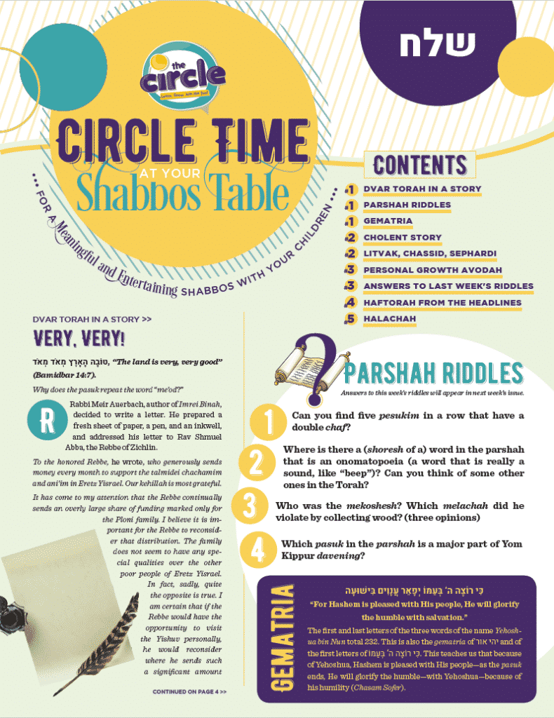 Free Download: Circle Time at Your Shabbos Table: Parshas Shelach 1