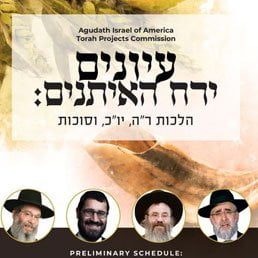 Agudath Israel’s Torah Projects is Proud to Present Yerach Ha’eysonim: A Virtual Yarchei Kallah Program for Hilchos Rosh Hashana, Yom Kippur, and Sukkos