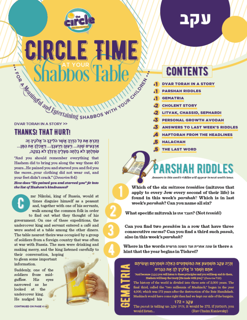Circle Time At Your Shabbos Table: Parshas Eikev 1