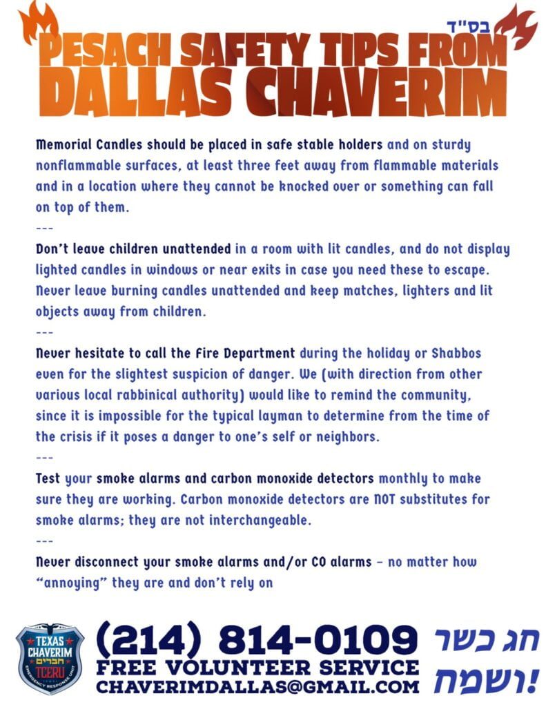 Pesach Safety Tips from Dallas Chaverim 1