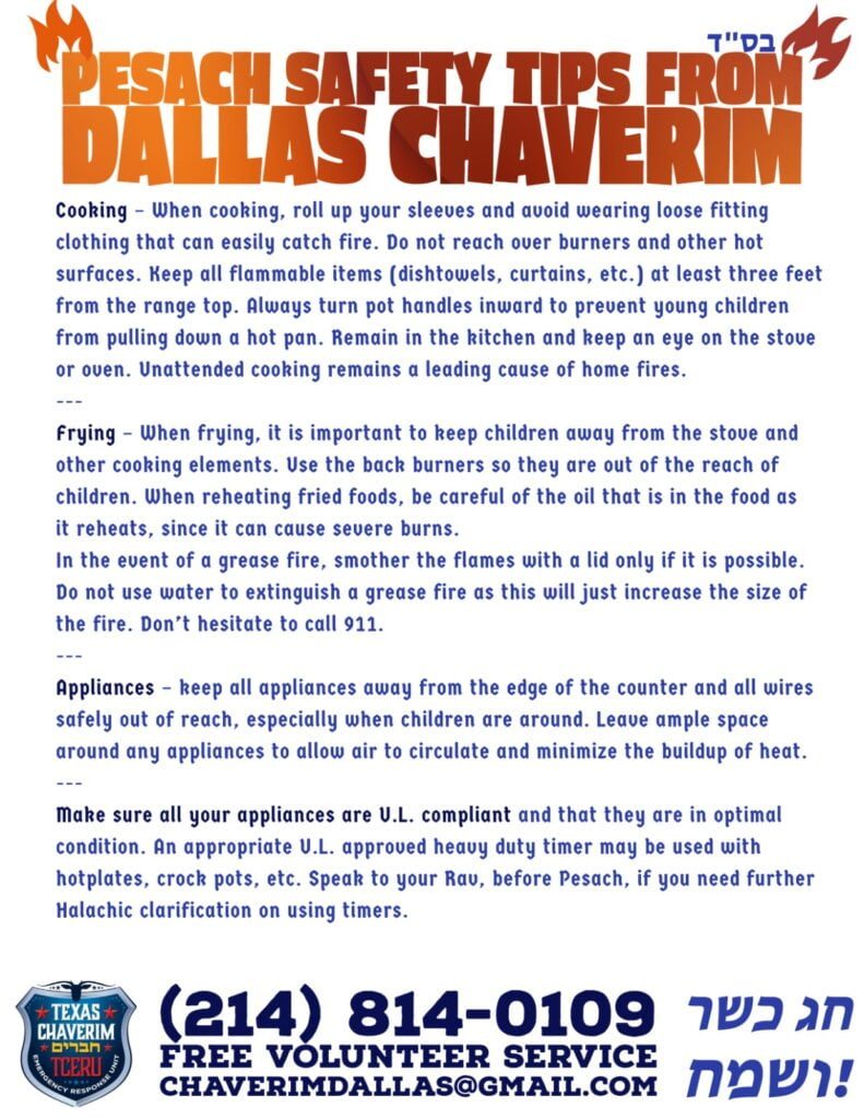 Pesach Safety Tips from Dallas Chaverim 2