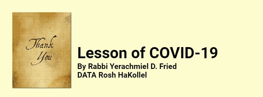 Ask the Rabbi: Lesson of COVID-19 1
