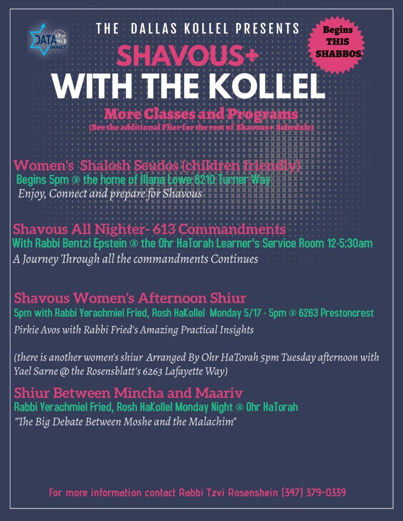 The Dallas Kollel Presents Shavuos+ with the Kollel 2