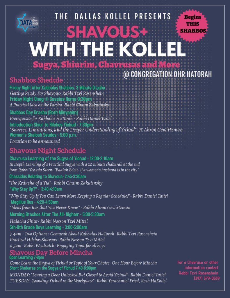 The Dallas Kollel Presents Shavuos+ with the Kollel 1