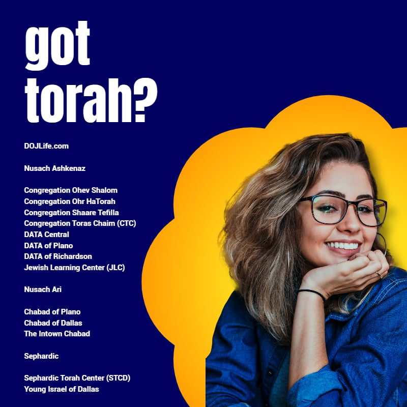 got torah? Shabbos Services & Women's Programming Resume Across DOJ Metroplex 1