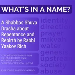 What’s In A Name: Shabbos Shuva Drasha