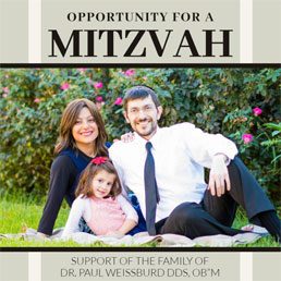 Opportunity for a Mitzvah: Please Support the Family of Dr. Paul Weissburd, DDS, OB”M