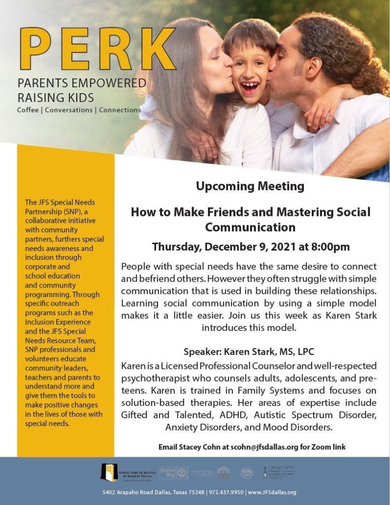 Upcoming PERK Meeting: How to Make Friends and Mastering Social Communication
