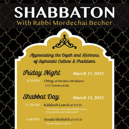 Rabbi Mordechai Becher at STCD this Shabbat
