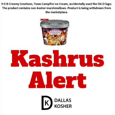 HEB Creamy Creations Kashrus Alert