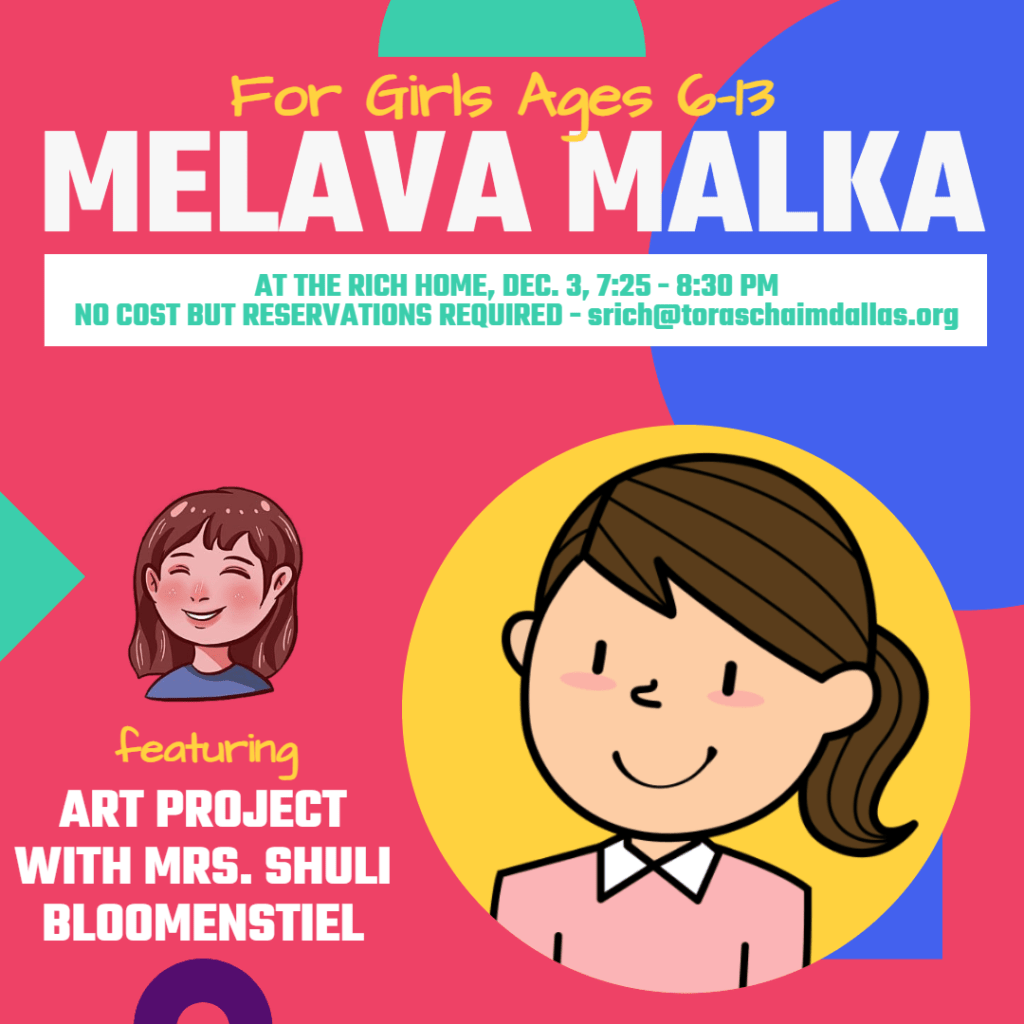 Melava Malka for Girls 6-13, Featuring Art Project with Shuli Bloomenstiel