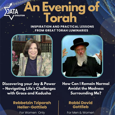 UPDATED: Class Titles Included: DATA: An Evening of Torah – Inspiration and Practical Lessons from Great Torah Luminaries