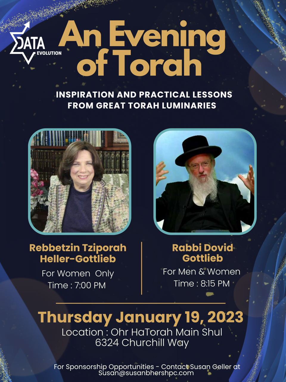 DATA: An Evening of Torah - Inspiration and Practical Lessons from Great Torah Luminaries 1