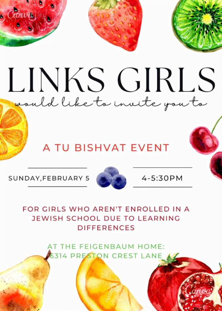 Links Girls invites you to a Tu Bishvat Event