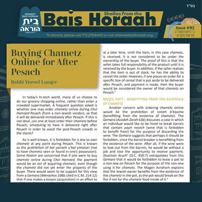 Buying Chometz Online After Pesach