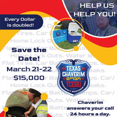 Chaverim Answers Your Call. Please Answer Theirs. Save the Date: March, 21-22 for $15,000