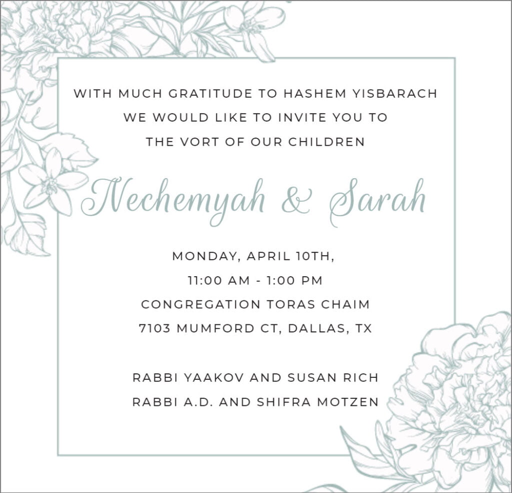 Mazel Tov to Rabbi Yaakov & Rebbetzin Susan Rich 1