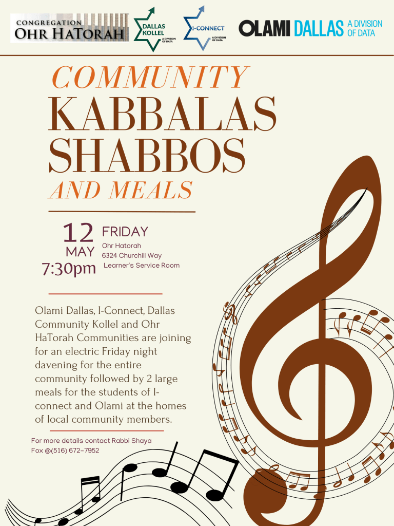 Community Kabbalas Shabbos and Meals