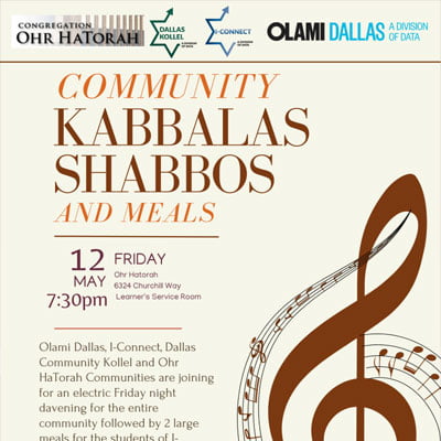 Community Kabbalas Shabbos and Meals