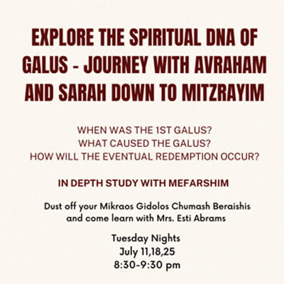 Chumash Class for Women with Mrs. Esti Abrams – Spiritual DNA of Galus