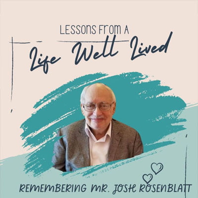 Lessons from a Life Well Lived: Rabbi & Rebbetzin Zakon will share thoughts and lessons from her father’s life.
