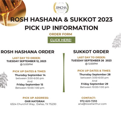 Simcha Kosher Catering Rosh Hashana & Sukkot 2023