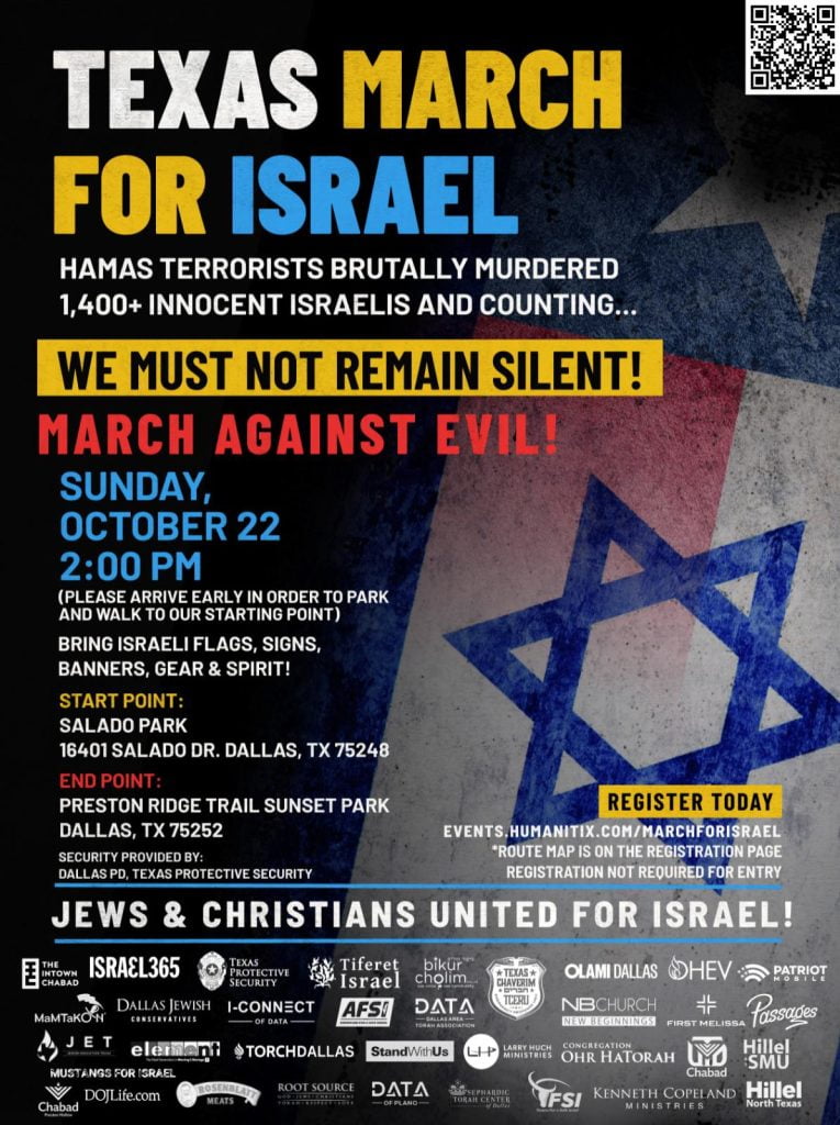 Texas March for Israel: Sunday, October 22
