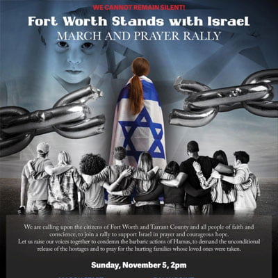 Dallas Jewish Conservatives – Fort Worth Stands with Israel March & Prayer Rally!