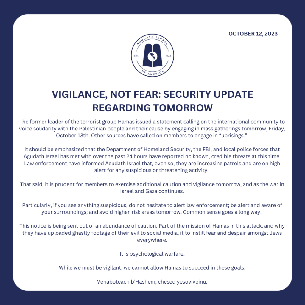 Vigilance, Not Fear: Security Update Regarding Tomorrow 1