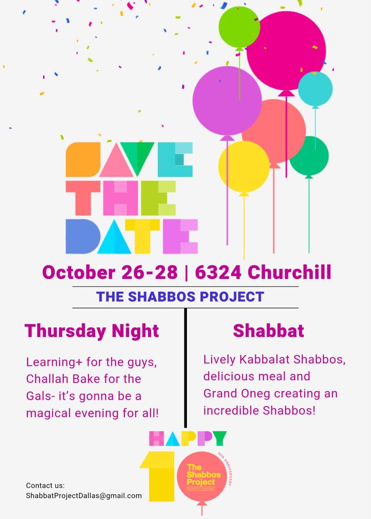 Save the Date: Oct 26-28, The Shabbos Project