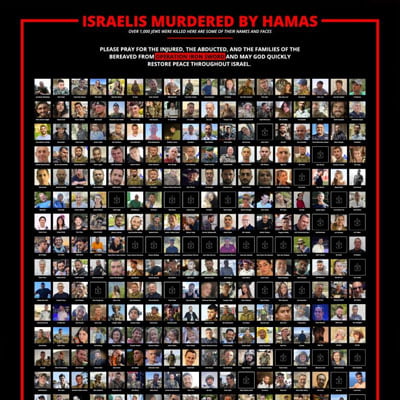 Poster of Israelis Murdered by Hamas Terrorists