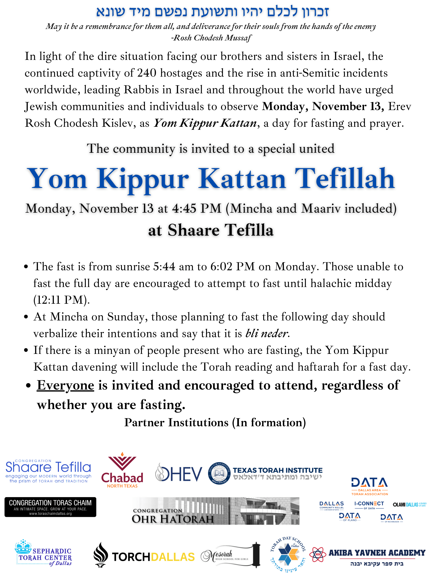 Community Yom Kippur Kattan Tefillah 1