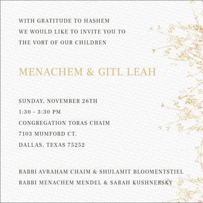 Mazel Tov to Rabbi Avraham Chaim & Shuli Bloomenstiel and Rabbi Menachem Mendel & Sarah Kushnersky