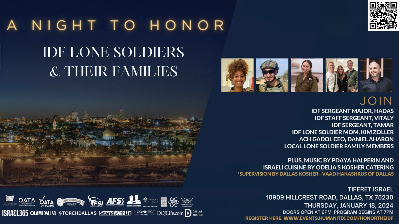 Dallas Jewish Conservatives and Israel365 Presents: A Night to Honor IDF Lone Soldiers & Their Families, January 18th