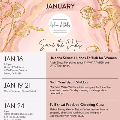 Nshei of Dallas: January Calendar
