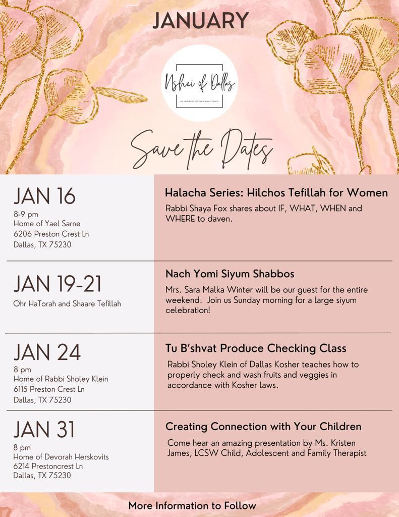 Nshei of Dallas: January Calendar