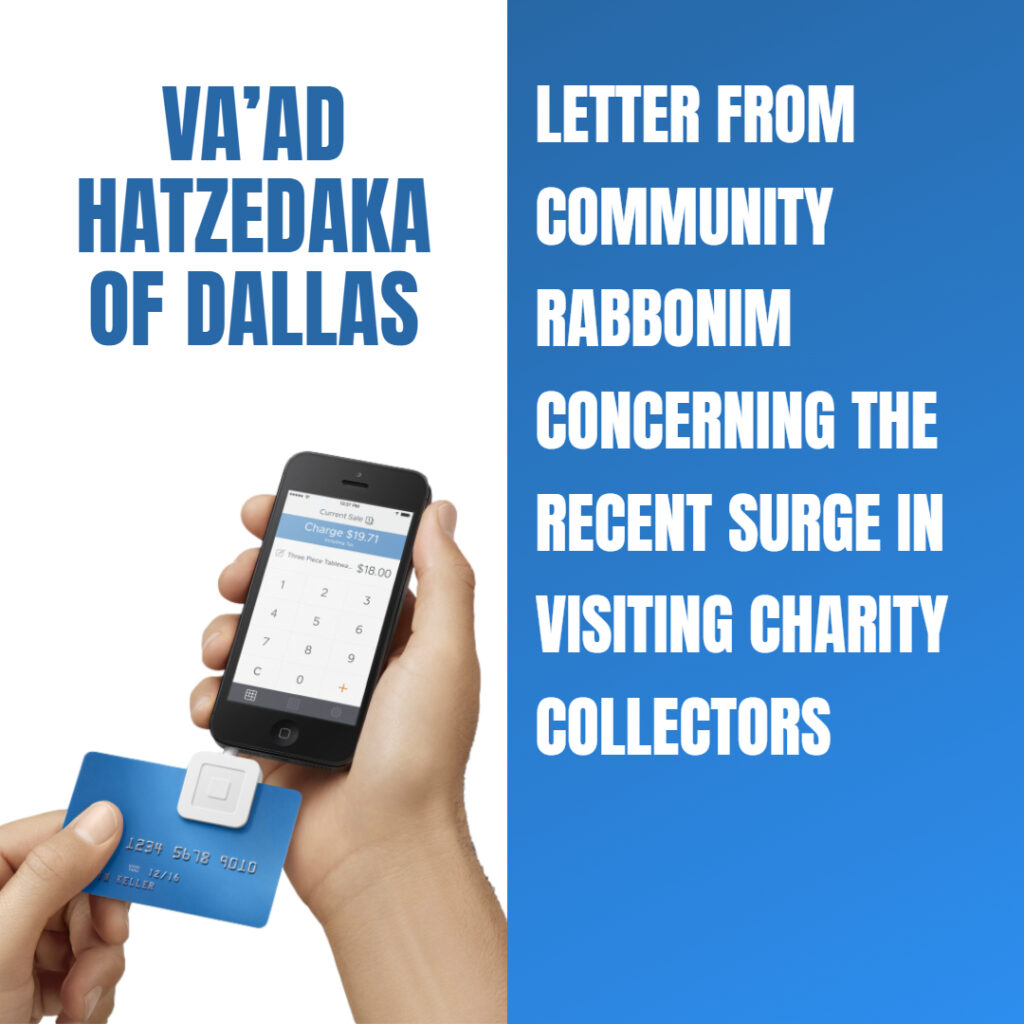 Letter from Community Rabbonim concerning the recent surge in visiting charity collectors