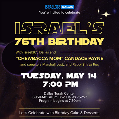 Celebrate Israel’s 76th Birthday with ‘Chewbacca Mom’ Candace Payne!